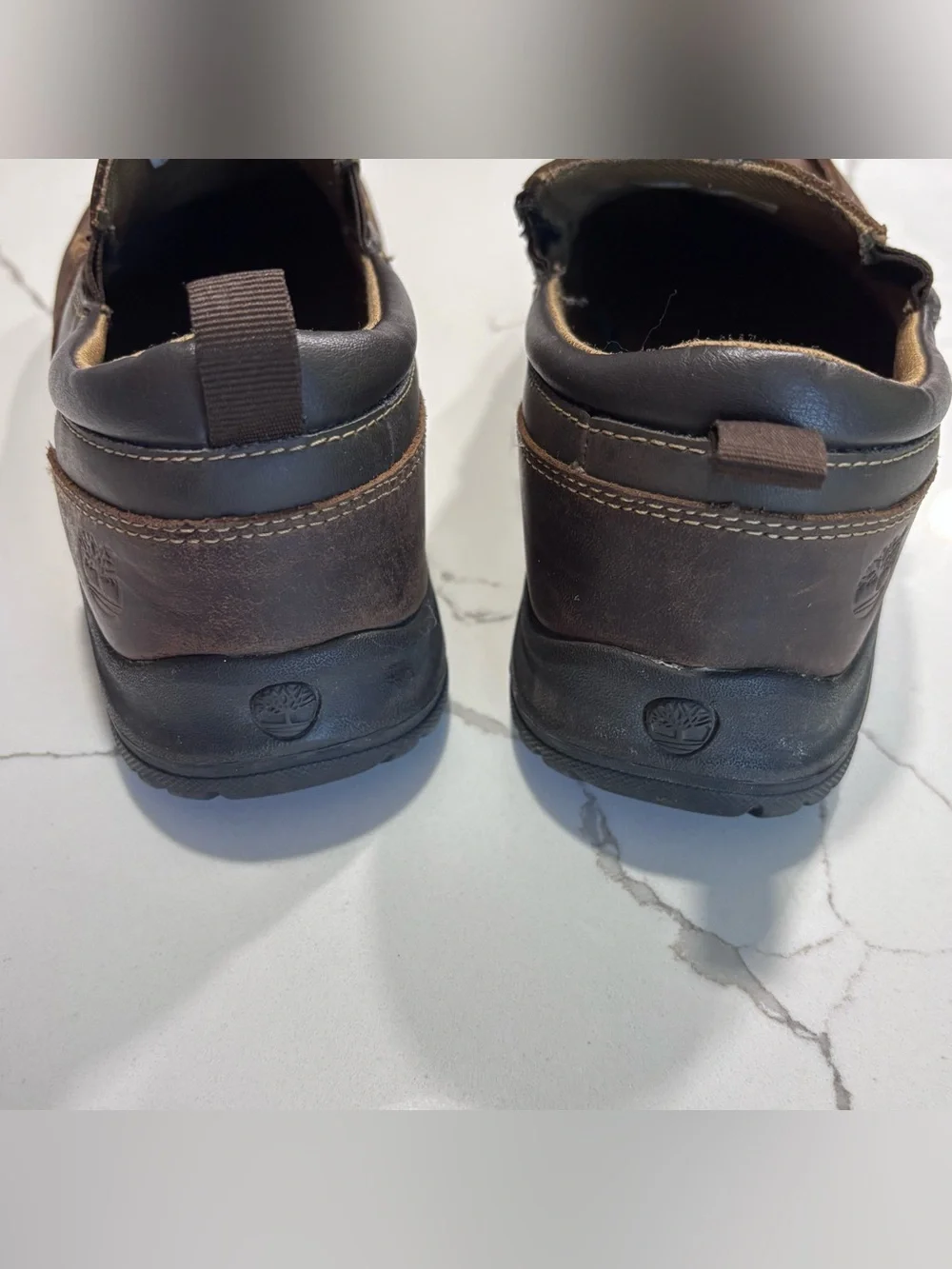 Timberland Brown Leather Big Boys Slip-On Loafers Non Marking Sole Kids Size 6